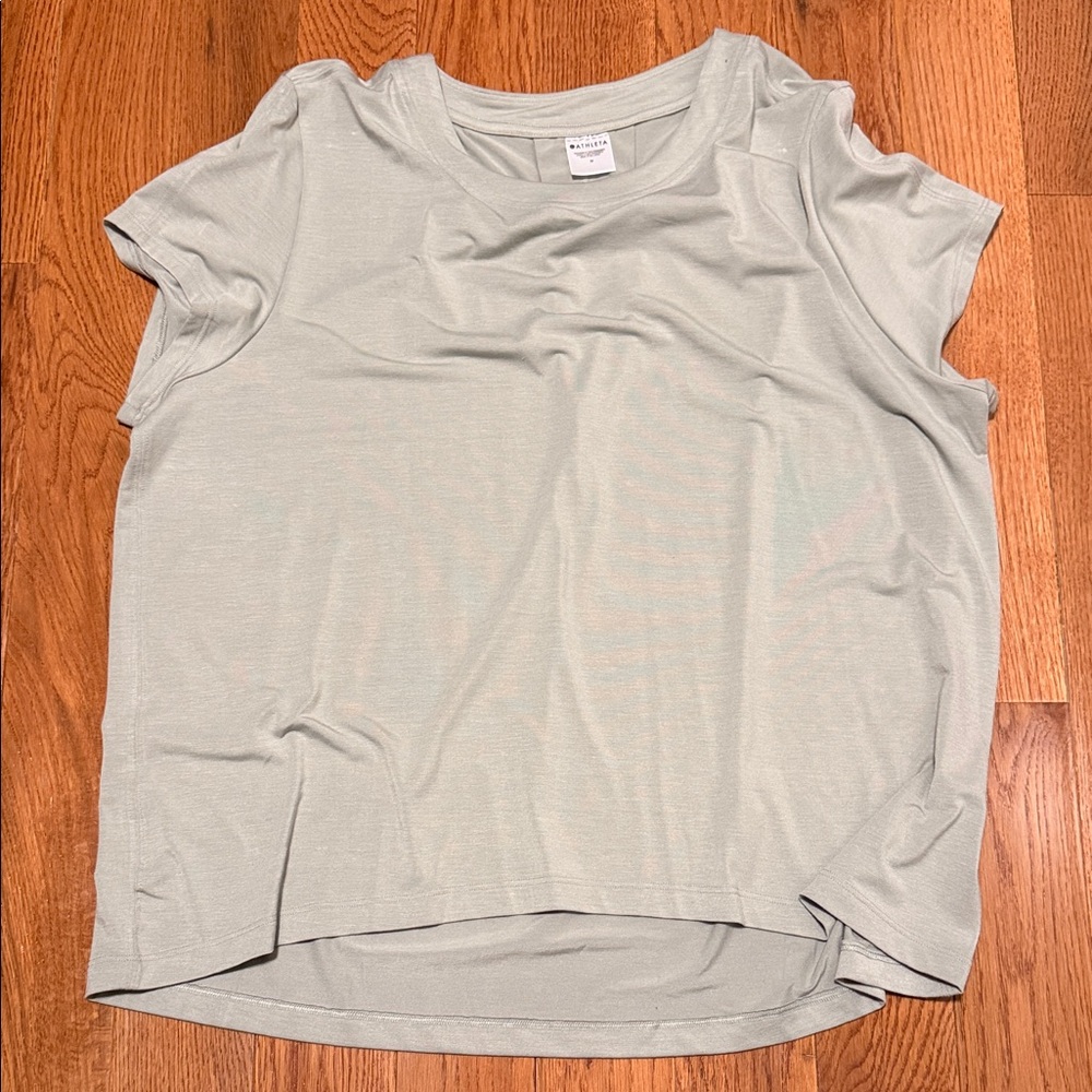 Athleta Light Gray/green Short Sleeve Tee